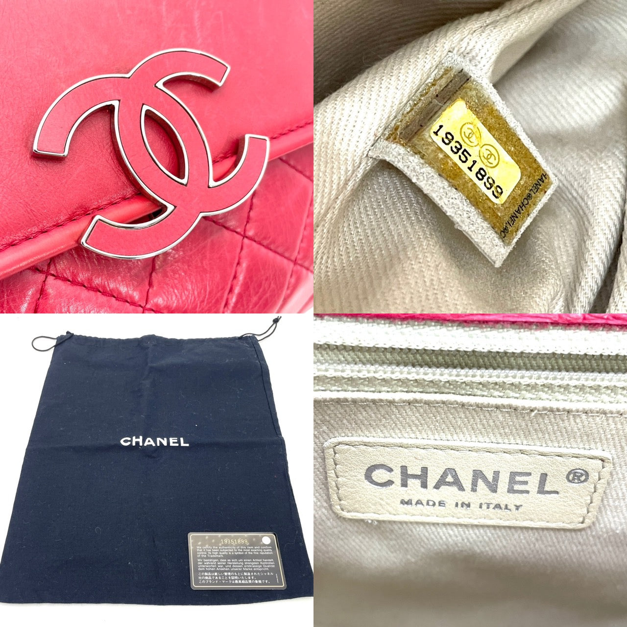 CHANEL Pink Lamb Skin Chain Shoulder Bag