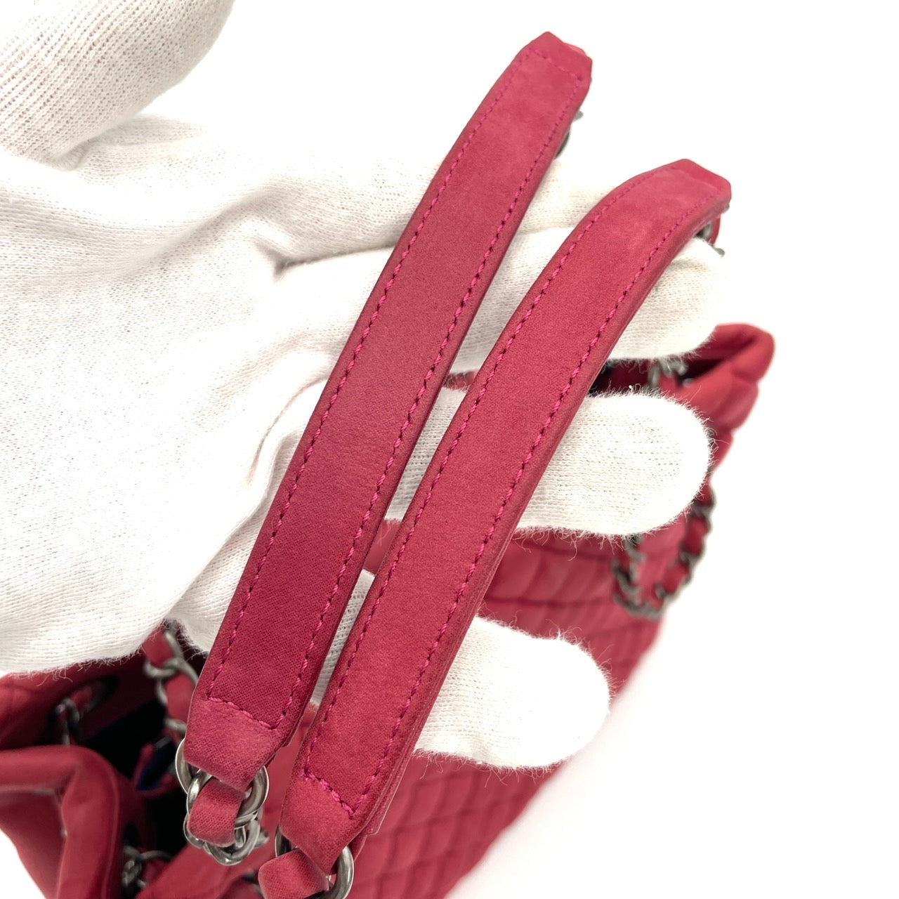 CHANEL MATRASSE Red Lamb Skin Chain Shoulder Bag