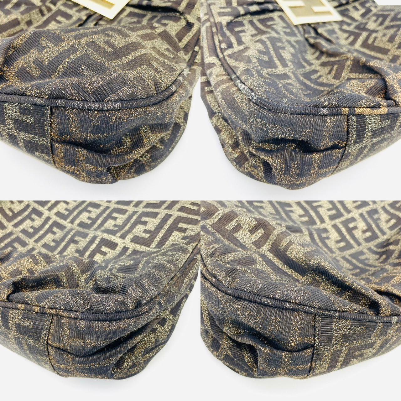 FENDI Zucca Canvas Gold Chain Hand Bag