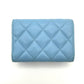 CHANEL Caviar Skin Classic Small Blue Wallet