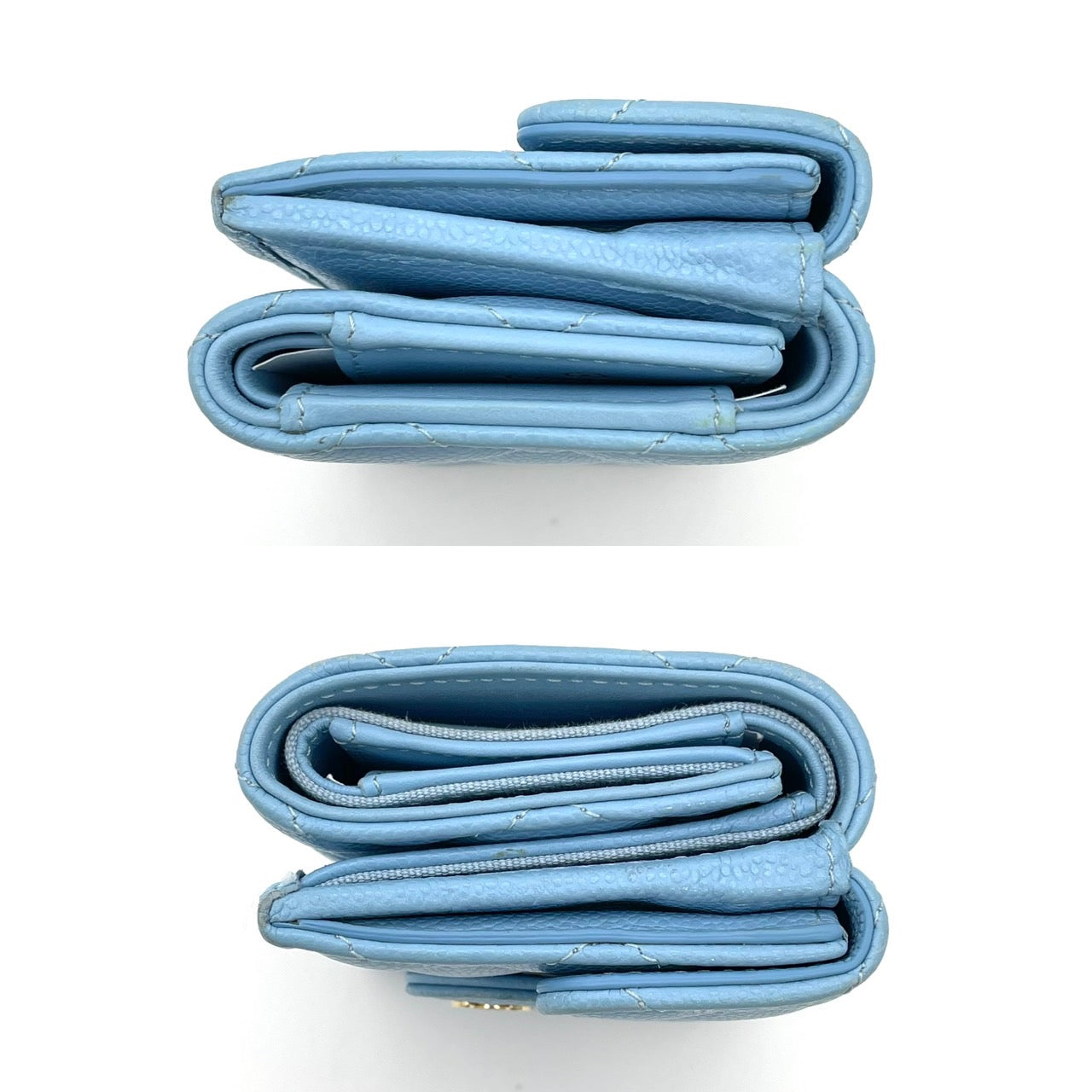 CHANEL Caviar Skin Classic Small Blue Wallet