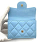 CHANEL Caviar Skin Classic Small Blue Wallet