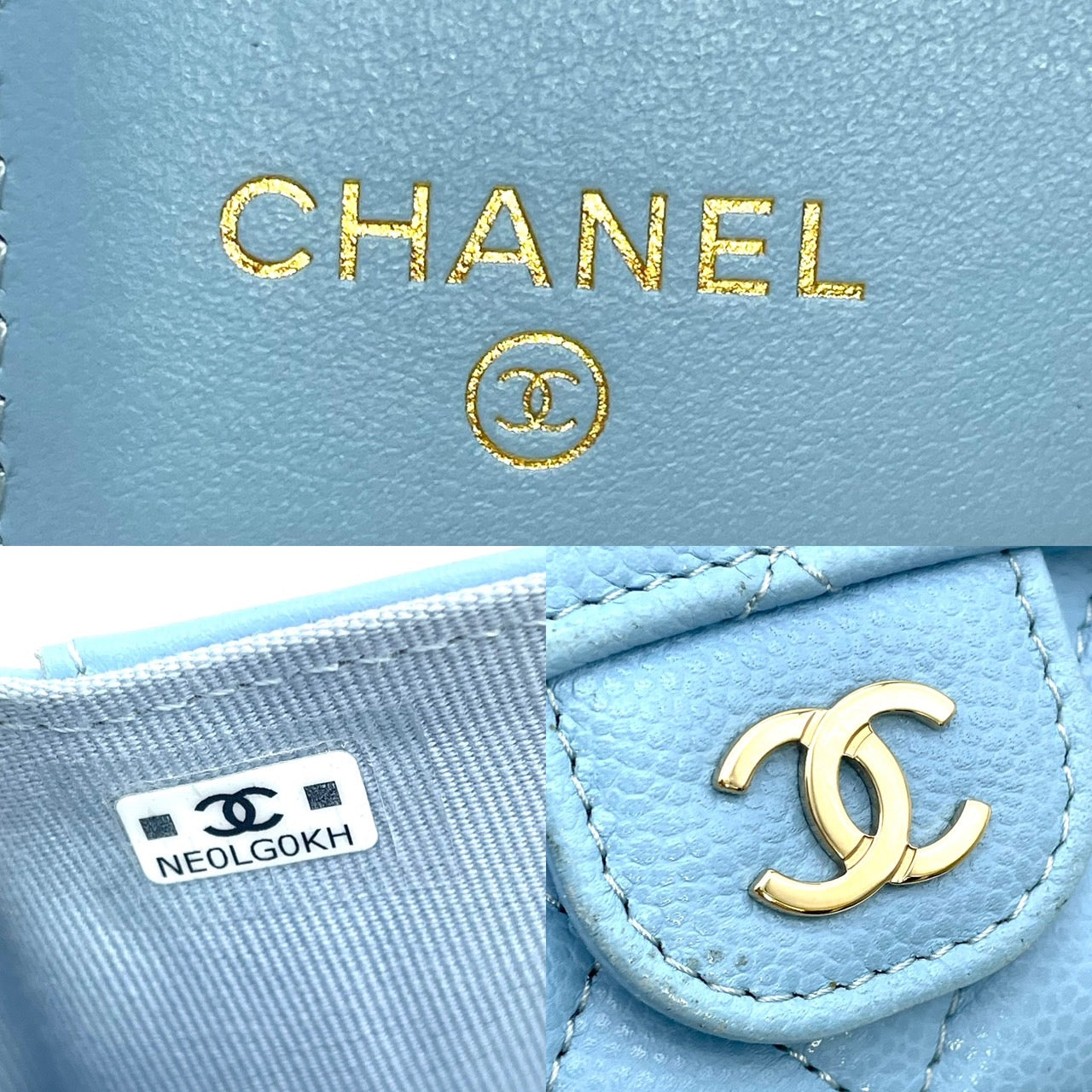 CHANEL Caviar Skin Classic Small Blue Wallet