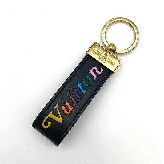 LOUIS VUITTON Black Leather Key Holder