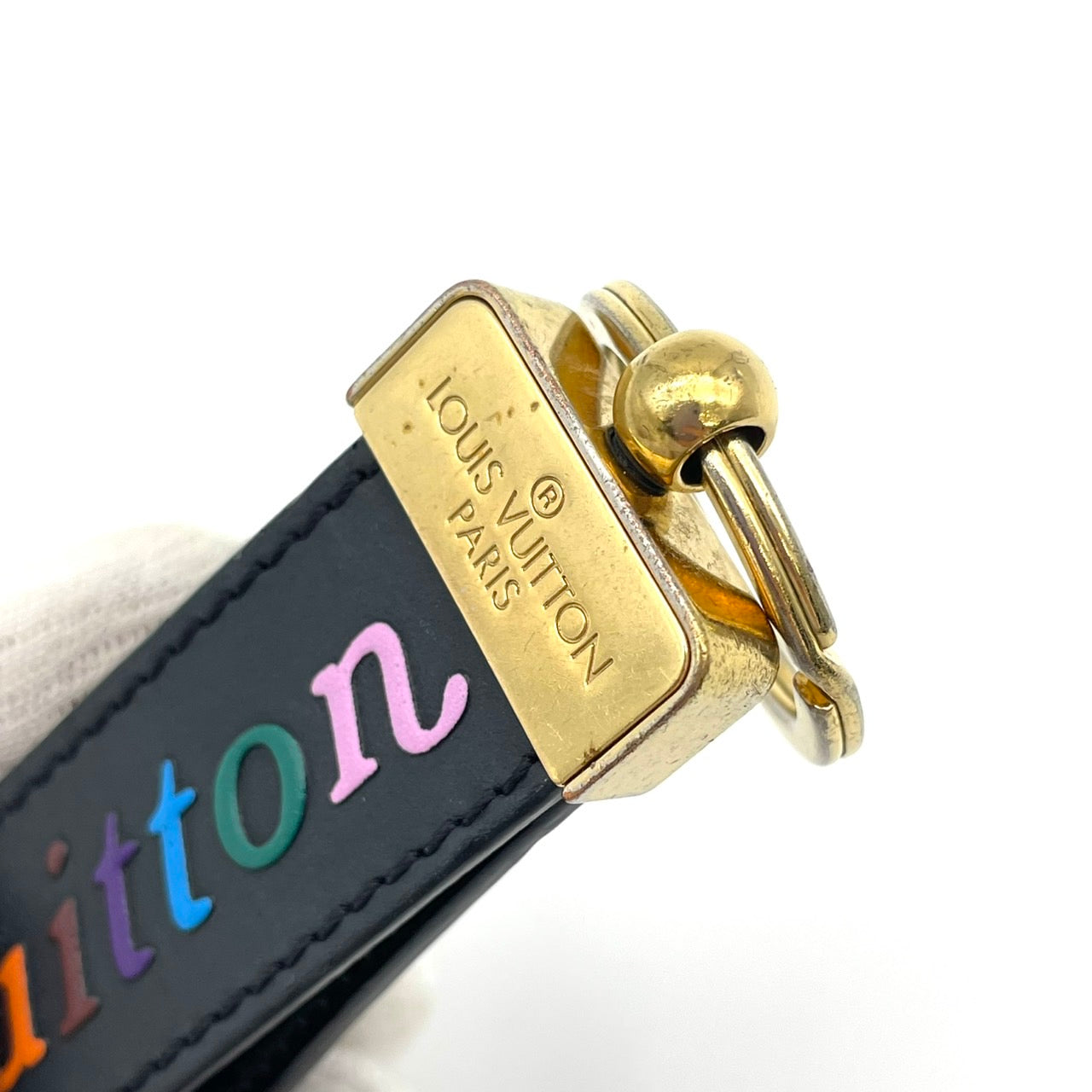 LOUIS VUITTON Black Leather Key Holder