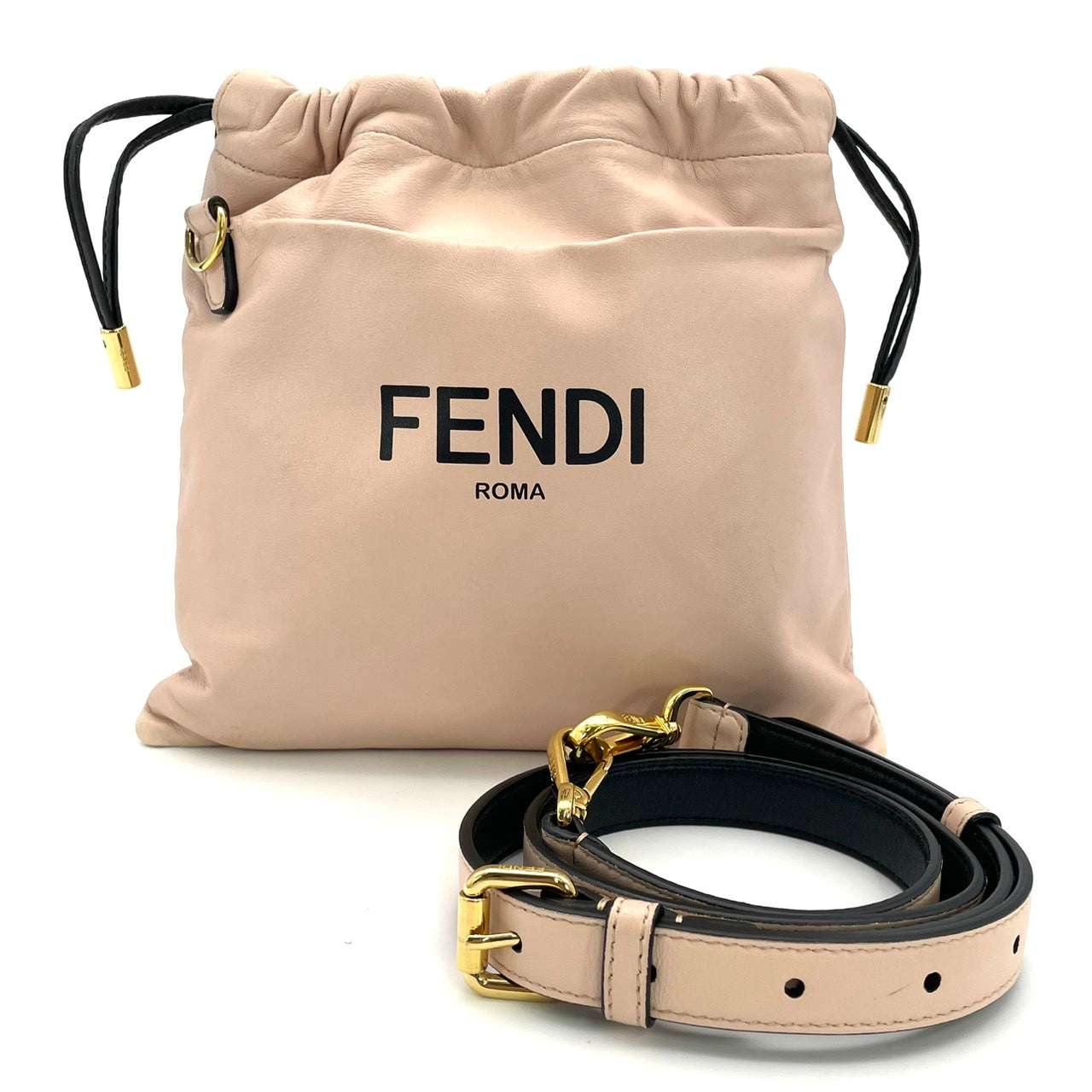FENDI Shoulder Drawstring Pouch Bag Pink