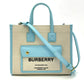 BURBERRY Freya Tote Canvas 2 Way Hand Bag Beige Blue