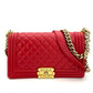 CHANEL Boy Chanel Matelassé Leather Red