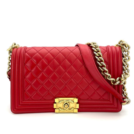 CHANEL Boy Chanel Matelassé Leather Red