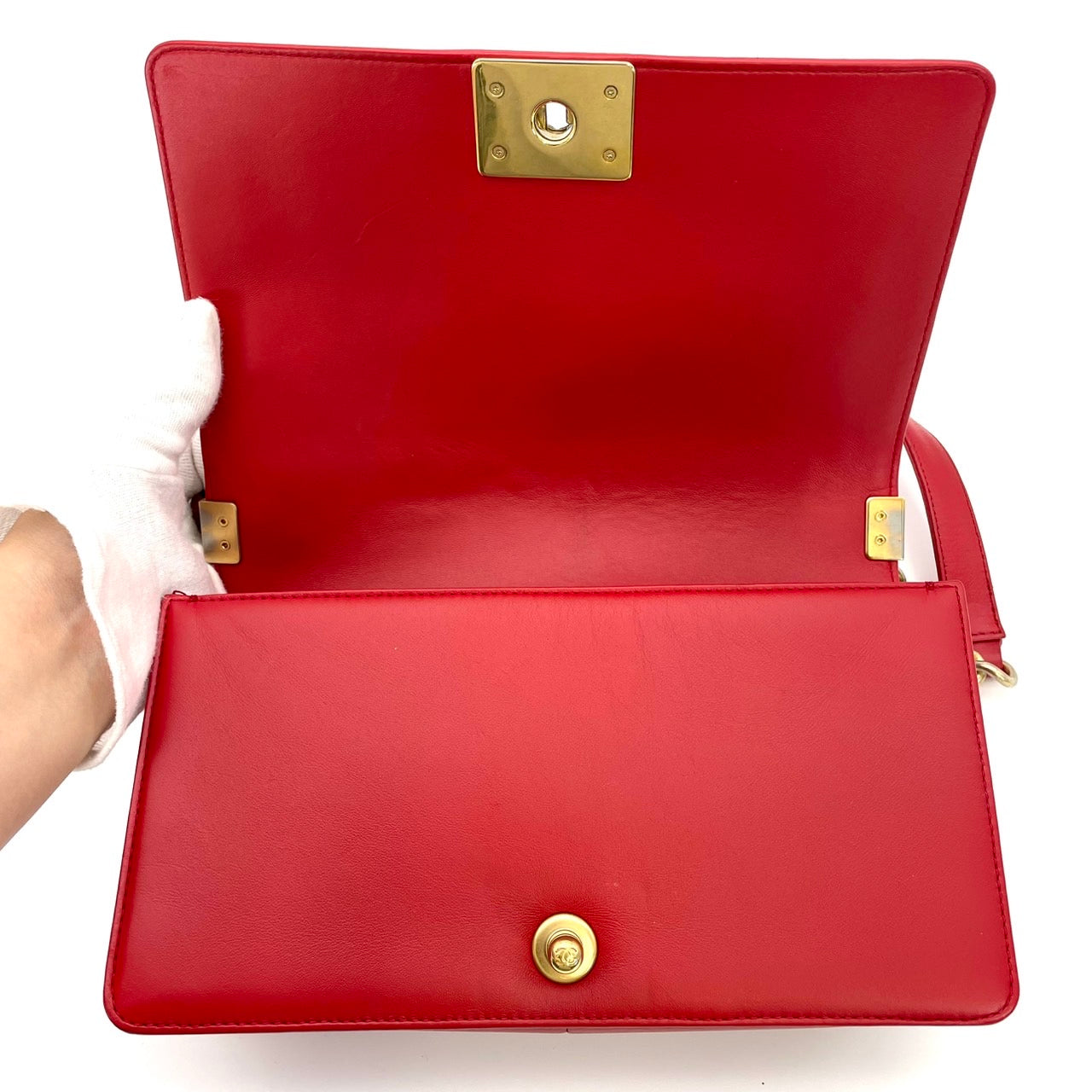 CHANEL Boy Chanel Matelassé Leather Red
