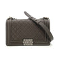 CHANEL Boy Chanel Caviar Skin Gray Silver Hardware