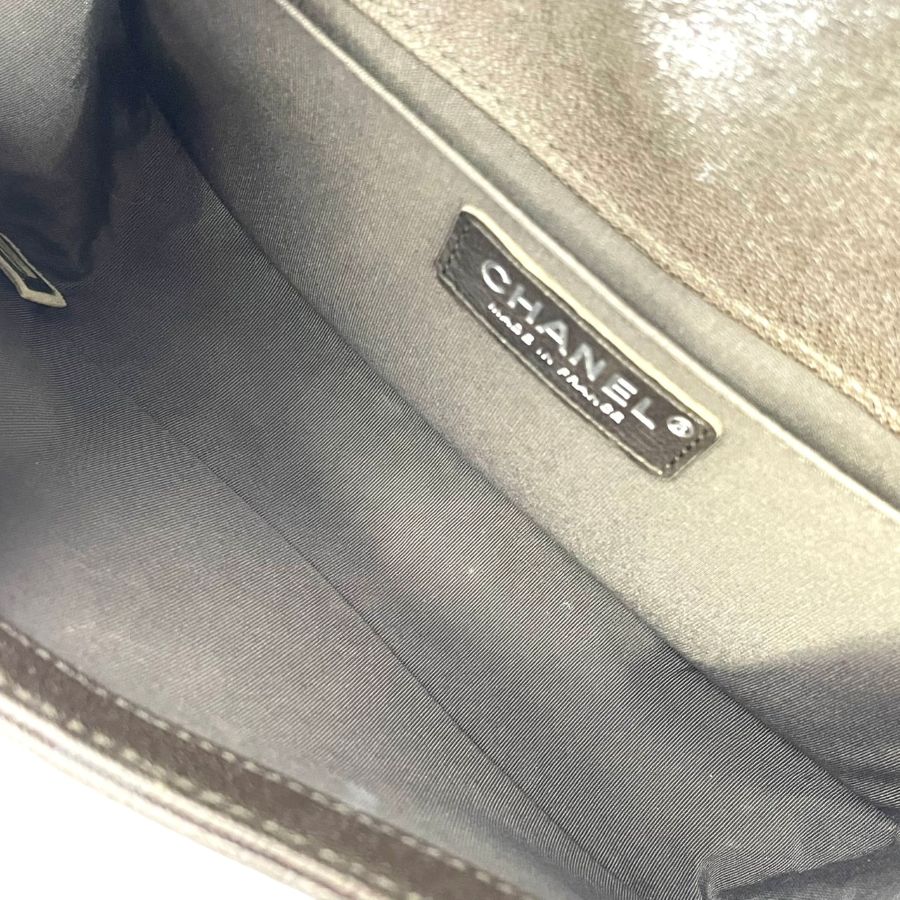 CHANEL Boy Chanel Caviar Skin Gray Silver Hardware