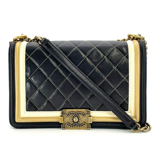 CHANEL Boy Chanel Lambskin Black Gold Hardware