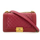 CHANEL Boy Chanel Lambskin Red Gold Hardware