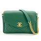 CHANEL Coco mark chain shoulder bag Green Gold Harwere
