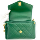 CHANEL Coco mark chain shoulder bag Green Gold Harwere