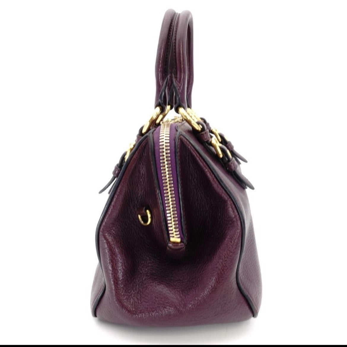 MIU MIU Madras Handbag RL0058 Purple 2-way Shoulder Bag
