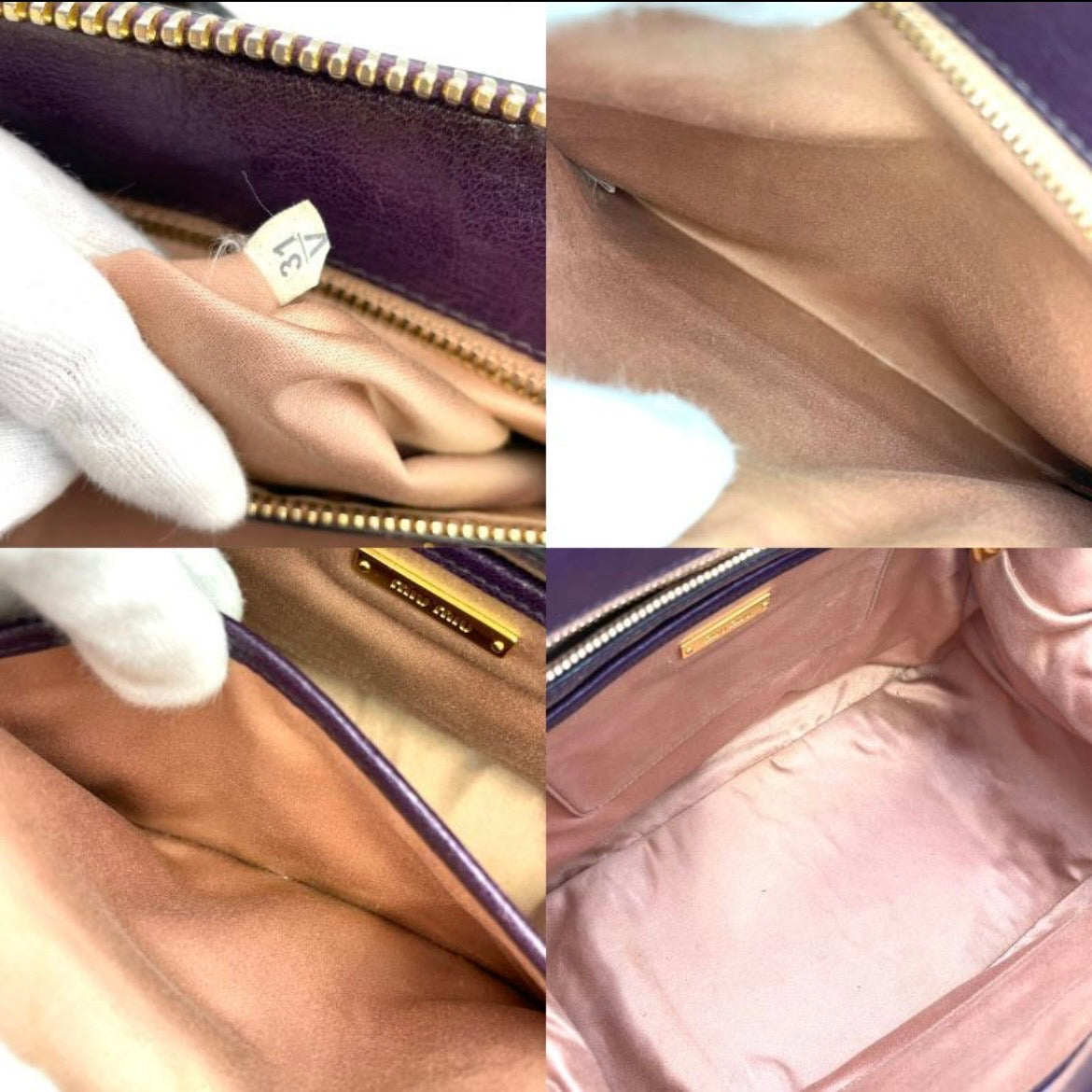 MIU MIU Madras Handbag RL0058 Purple 2-way Shoulder Bag