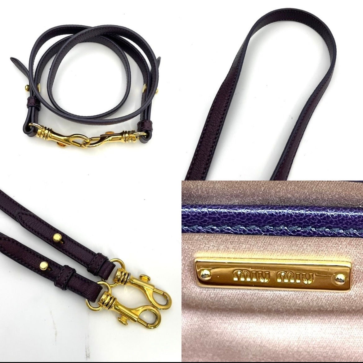 MIU MIU Madras Handbag RL0058 Purple 2-way Shoulder Bag