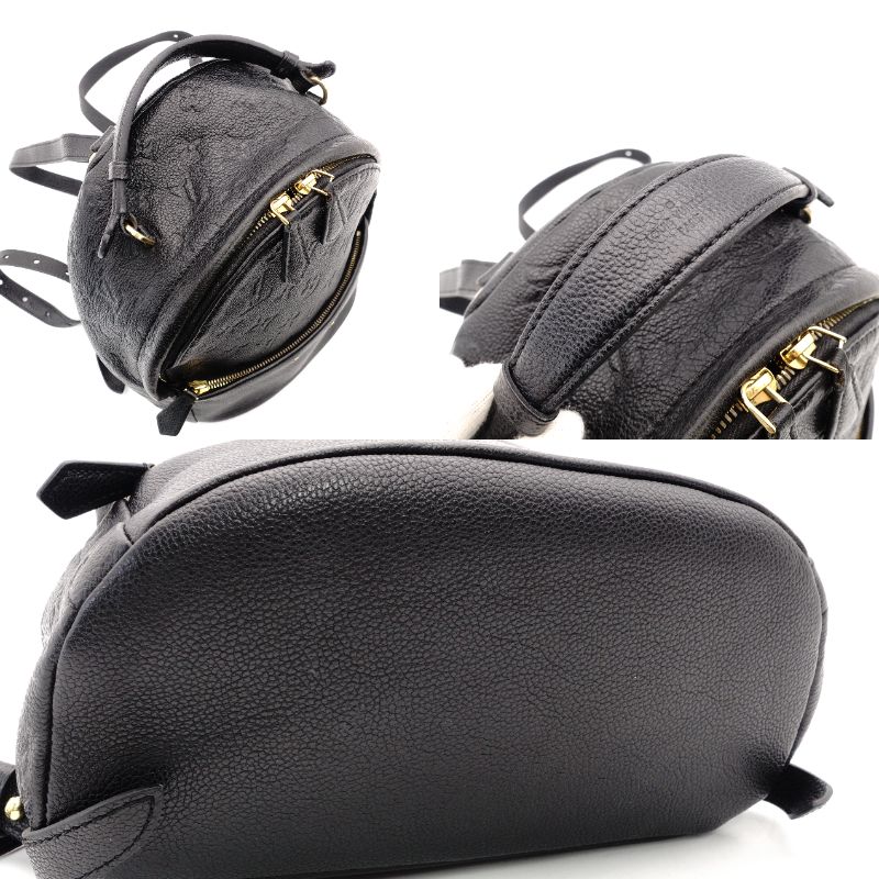 LOUIS VUITTON Sorbonne Monogram Implant Black Leather Black Backpack Rucksack M44016 7-10-1026