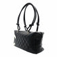 CHANEL Cambon Line Bowling Bag Shoulder Bag Black Leather Lambskin Black CC Logo