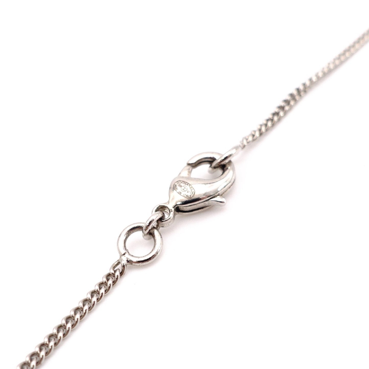 CHANEL Necklace, Metal, Rhinestone, Silver, CC Necklace
