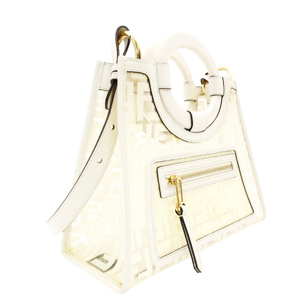 FENDI Zucca Runway Shopper Clear White Handbag 2-Way Crossbody R801261