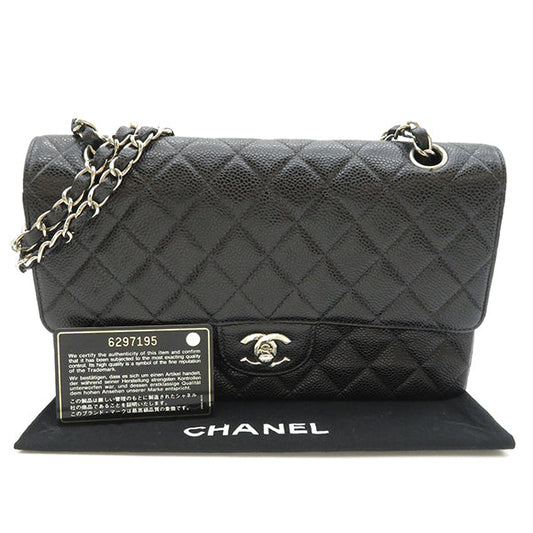 CHANEL caviar skin Double flap chain shoulder bag