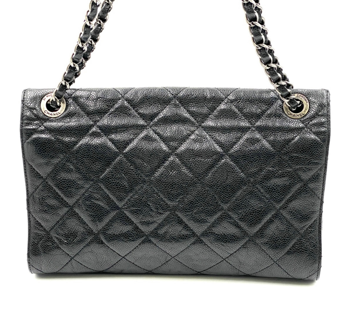 CHANEL caviar skin Single flap Double chain bag