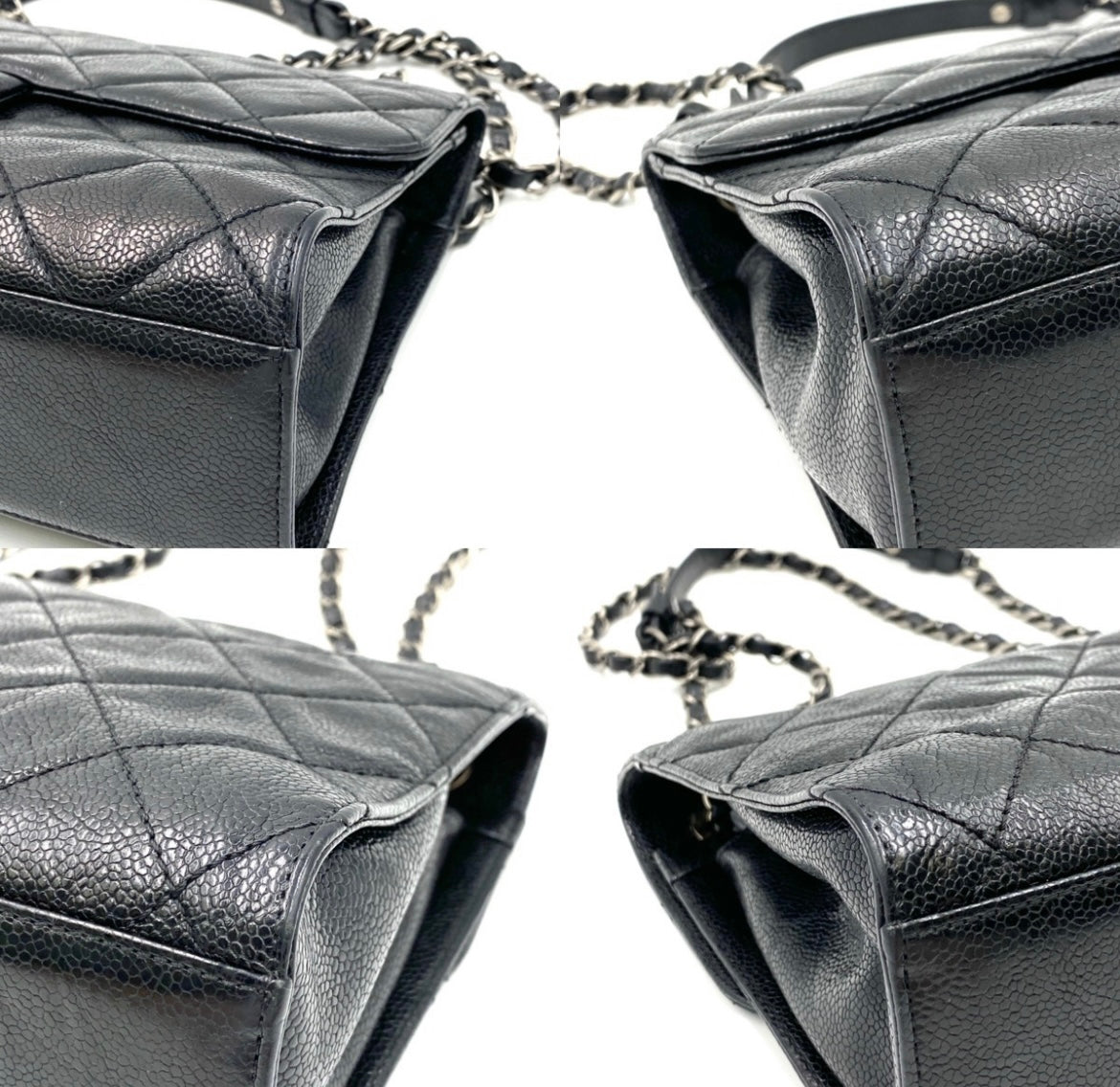 CHANEL caviar skin Single flap Double chain bag