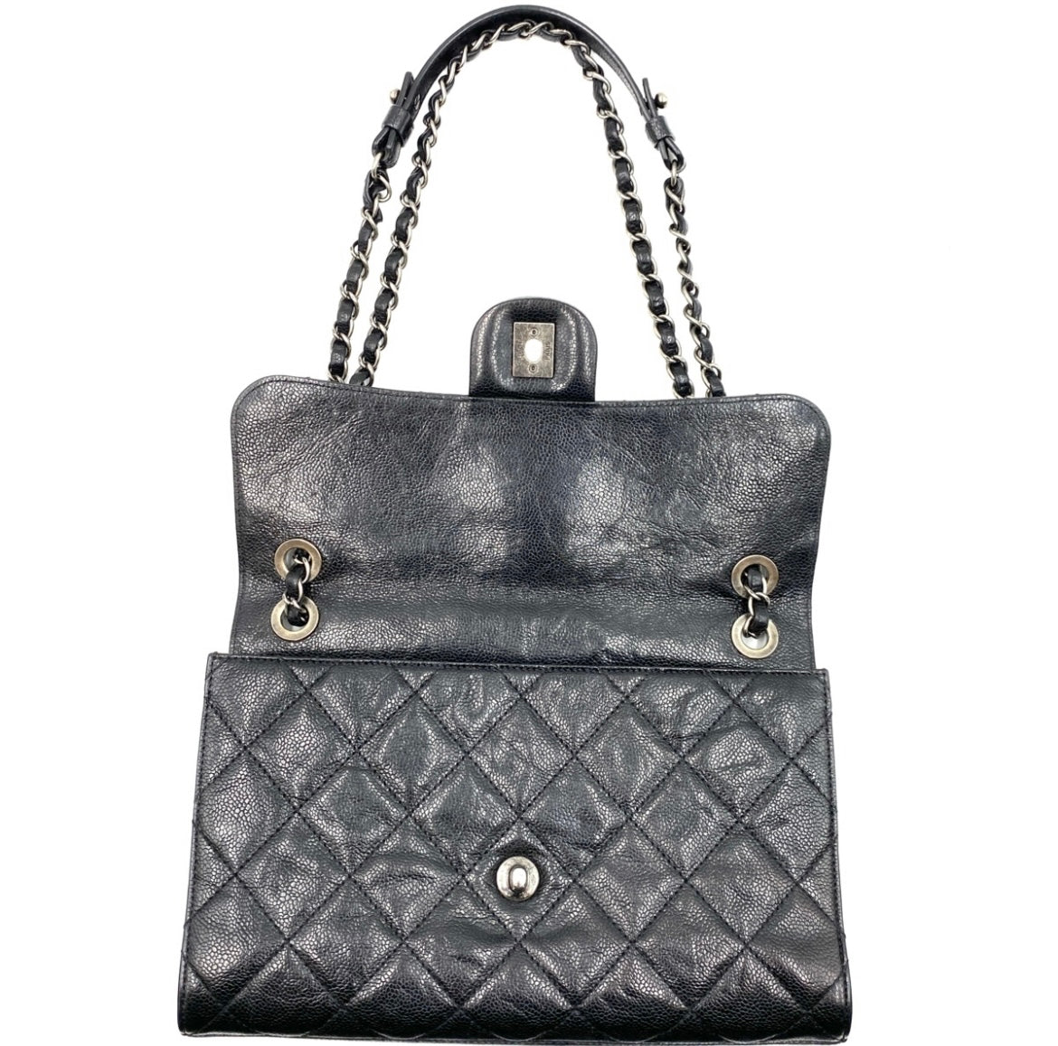 CHANEL caviar skin Single flap Double chain bag