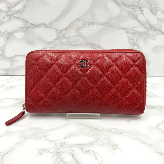 CHANEL Caviar skin long wallet