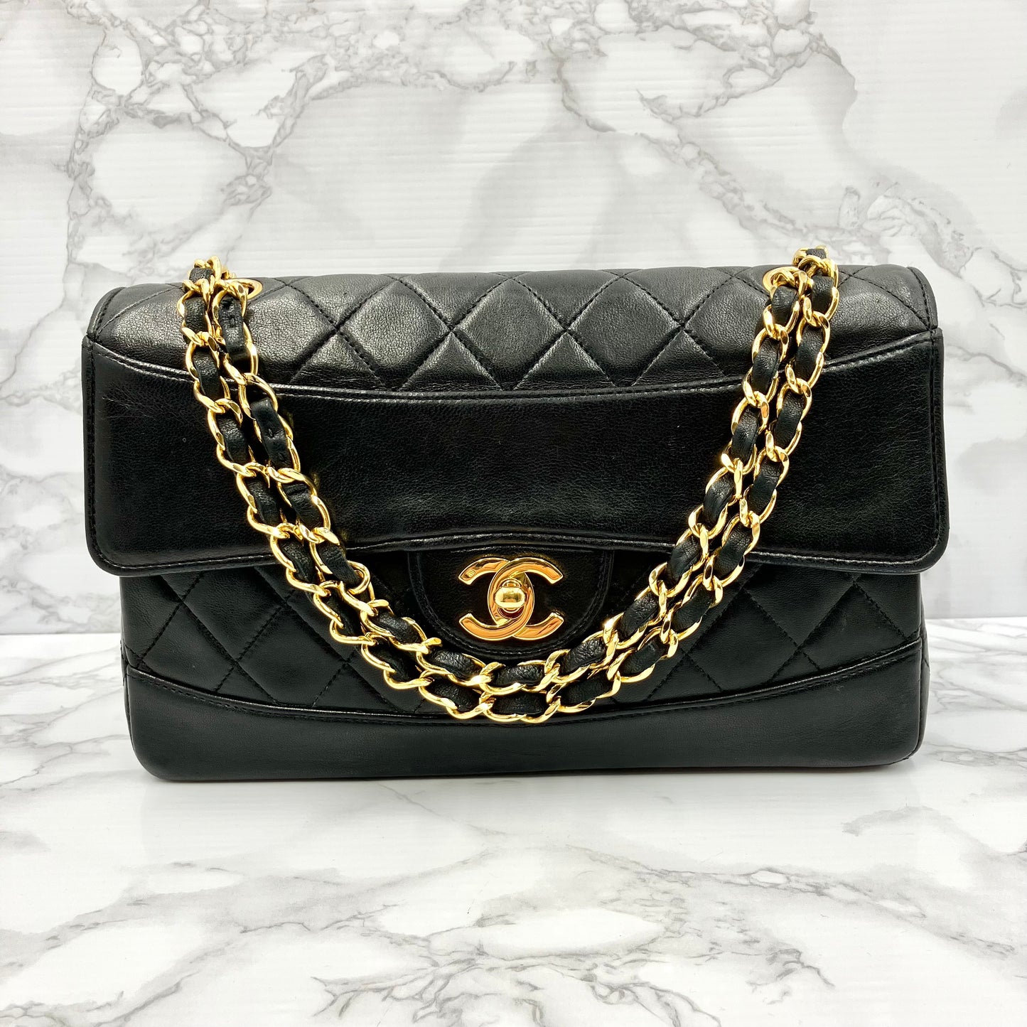 CHANEL Matrasse double chain shoulder bag