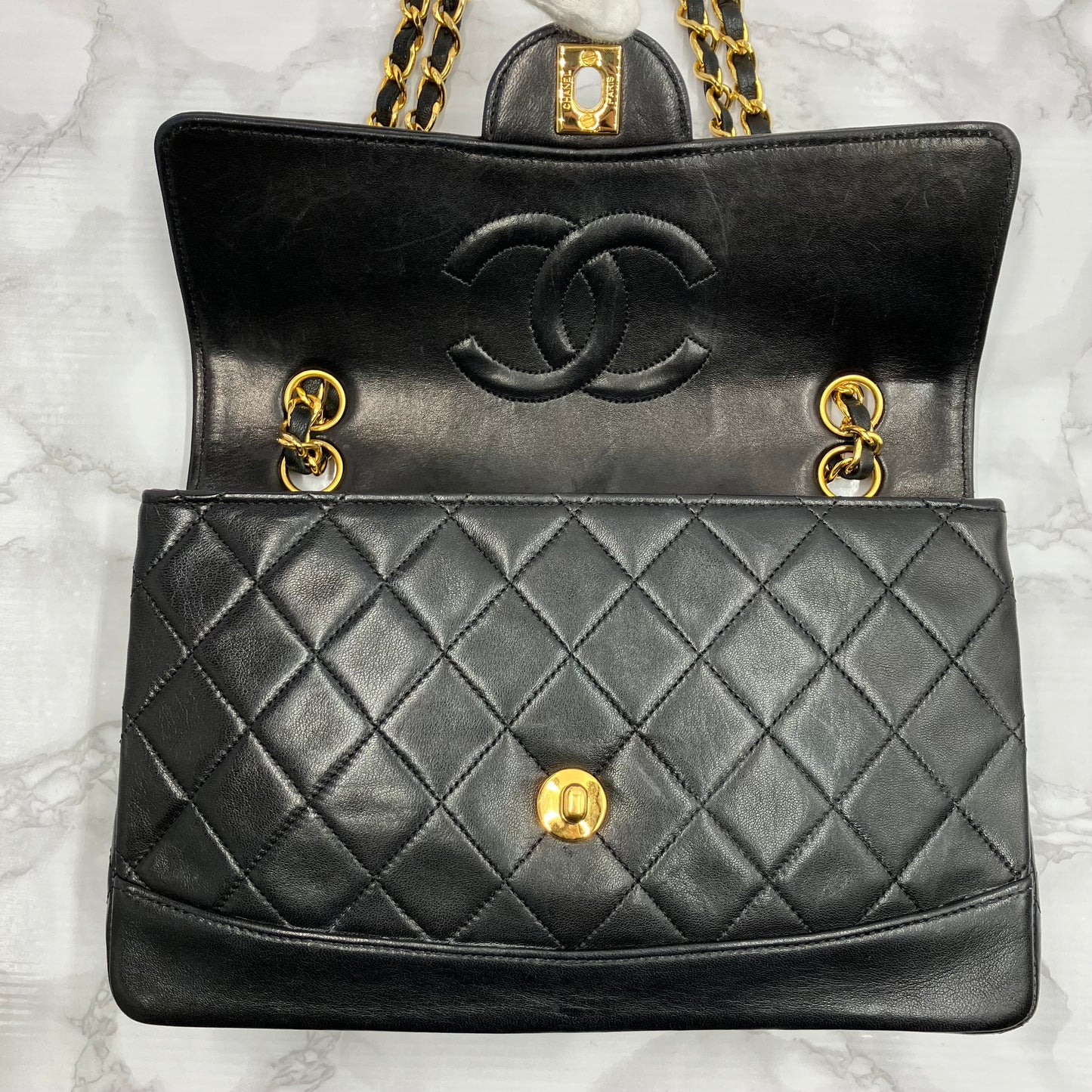 CHANEL Matrasse double chain shoulder bag