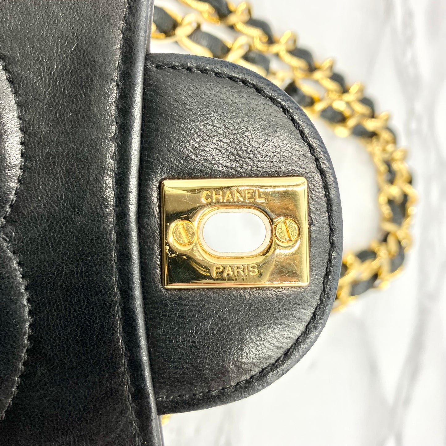 CHANEL Matrasse double chain shoulder bag