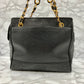 CHANEL Caviar skin triple coco chain tote bag