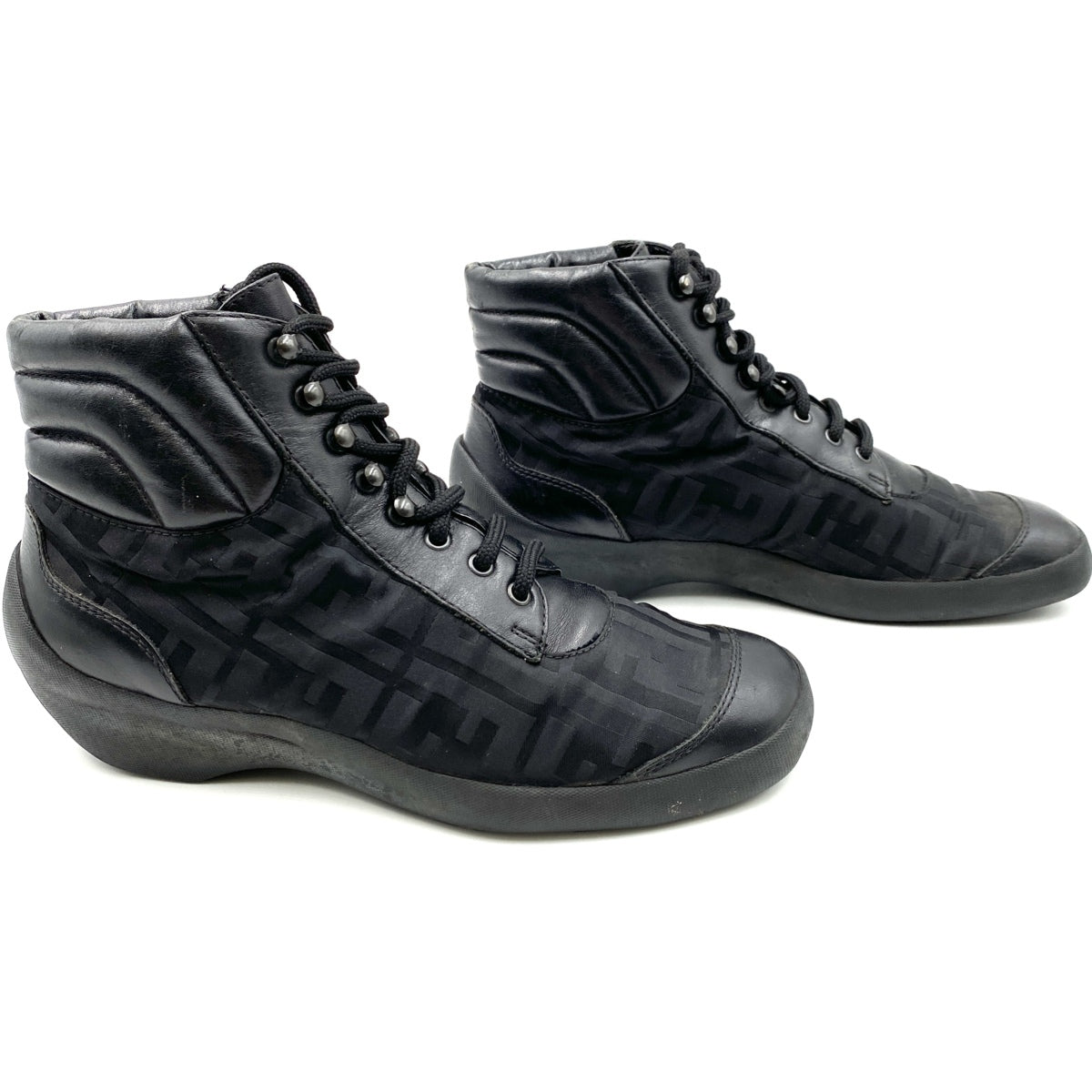 FENDI FF Zucca Pattern High Cut Black sneakers