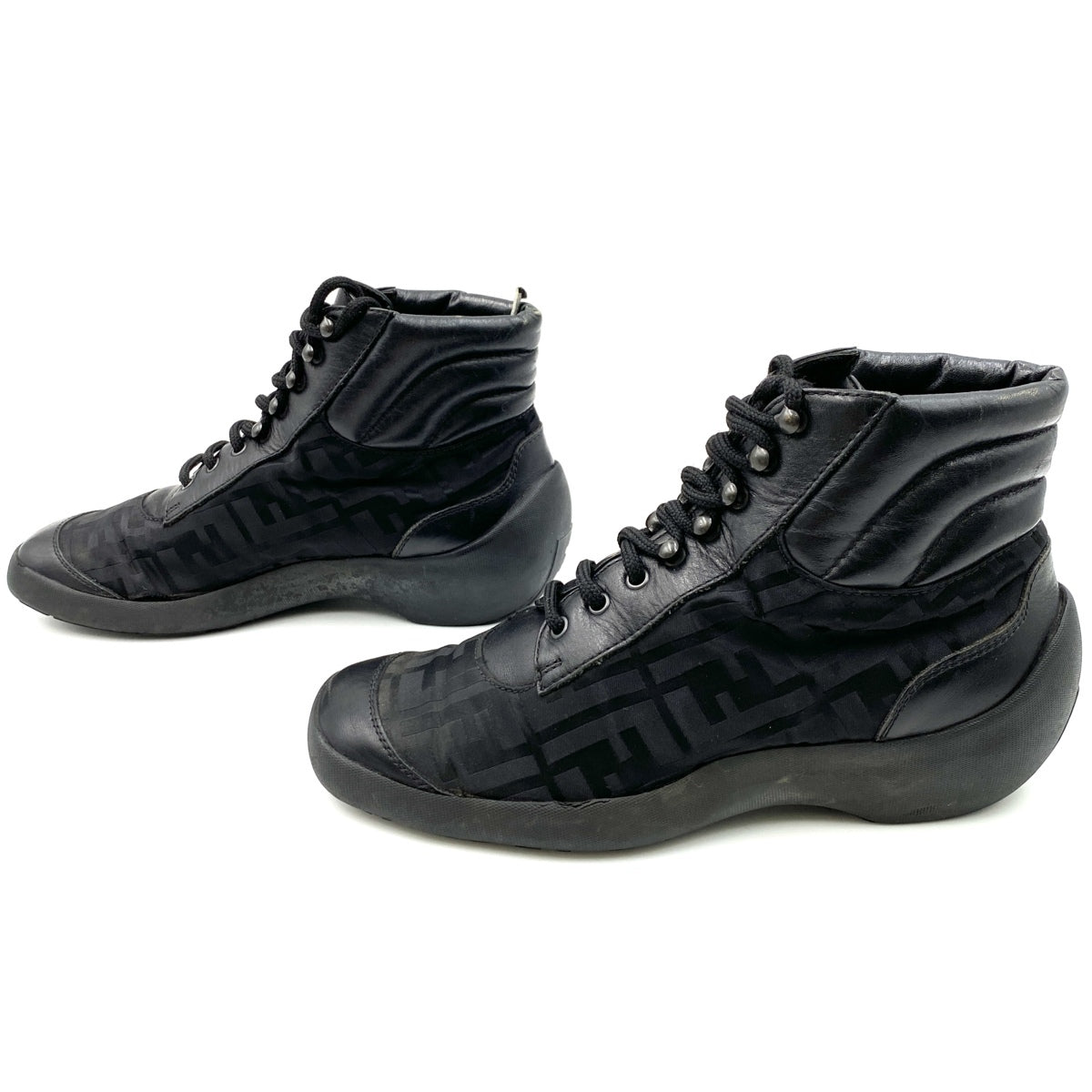 FENDI FF Zucca Pattern High Cut Black sneakers