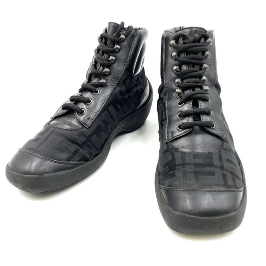 FENDI FF Zucca Pattern High Cut Black sneakers