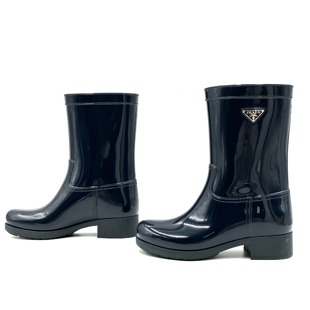 PRADA rain boots navy rubber ladies 36 sizes