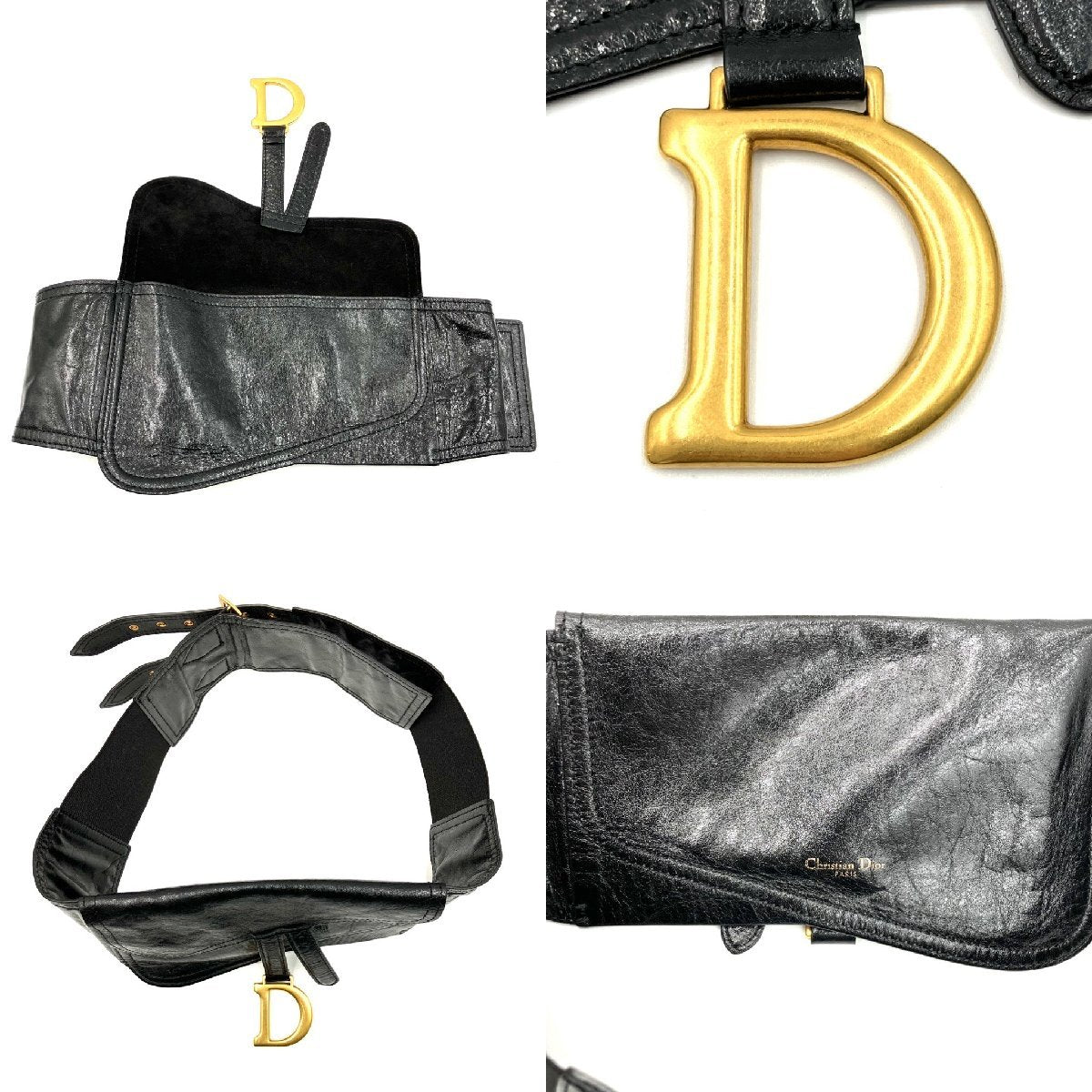 Christian Dior Leather Saddle Waist Bag Waist Pouch Black