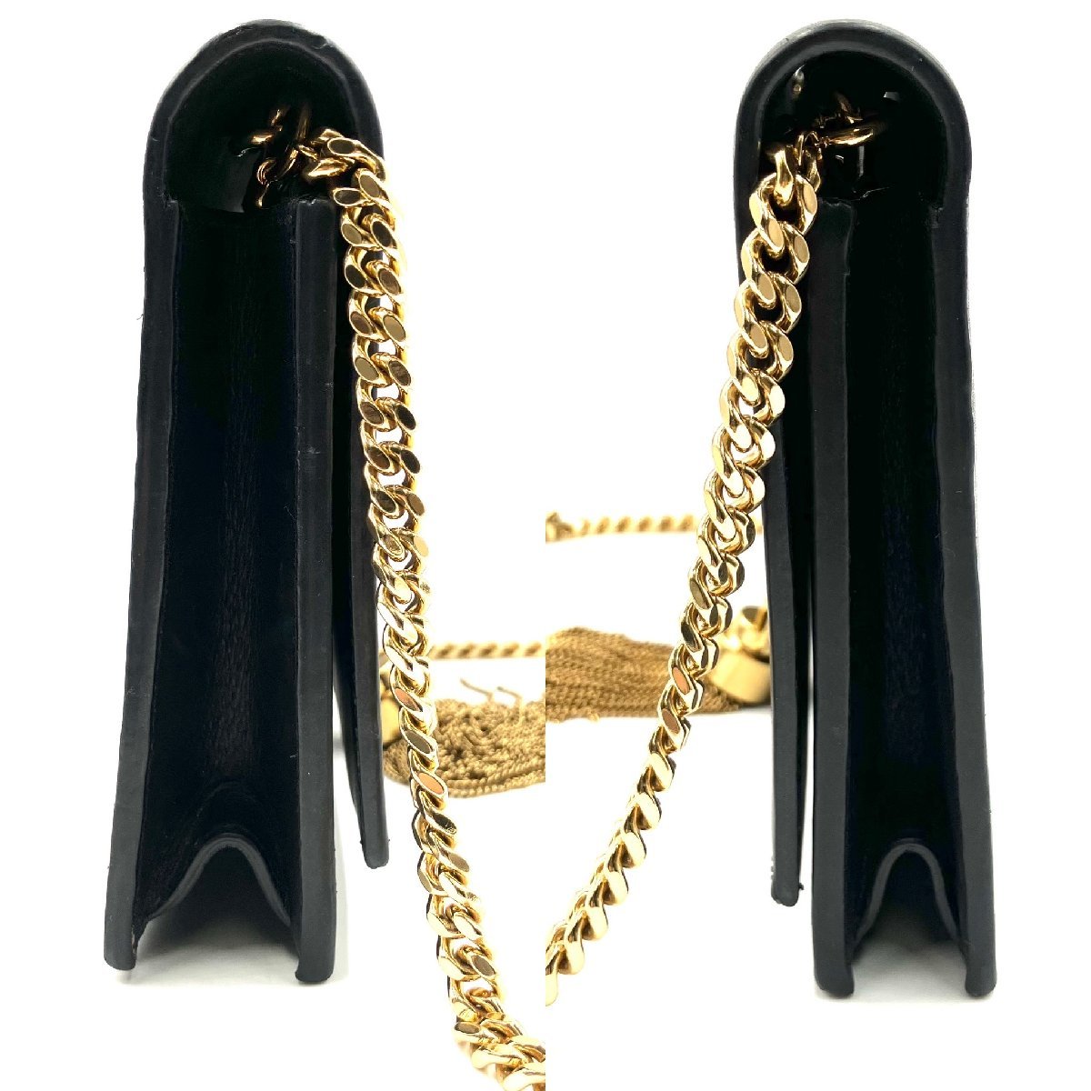 YVES SAINT LAURENT YSL KATE WOC Tassel chain wallet in black with gold hardware