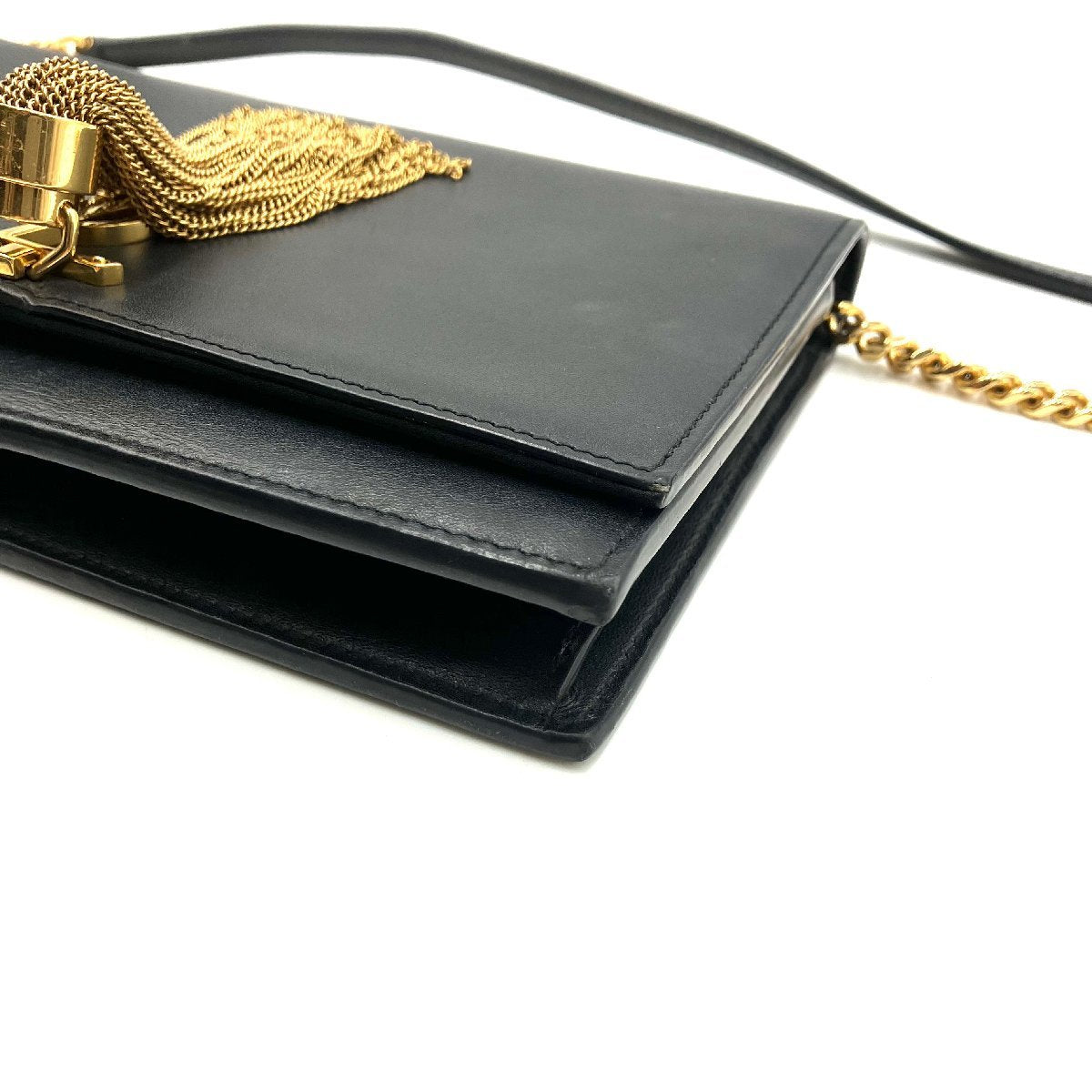 YVES SAINT LAURENT YSL KATE WOC Tassel chain wallet in black with gold hardware