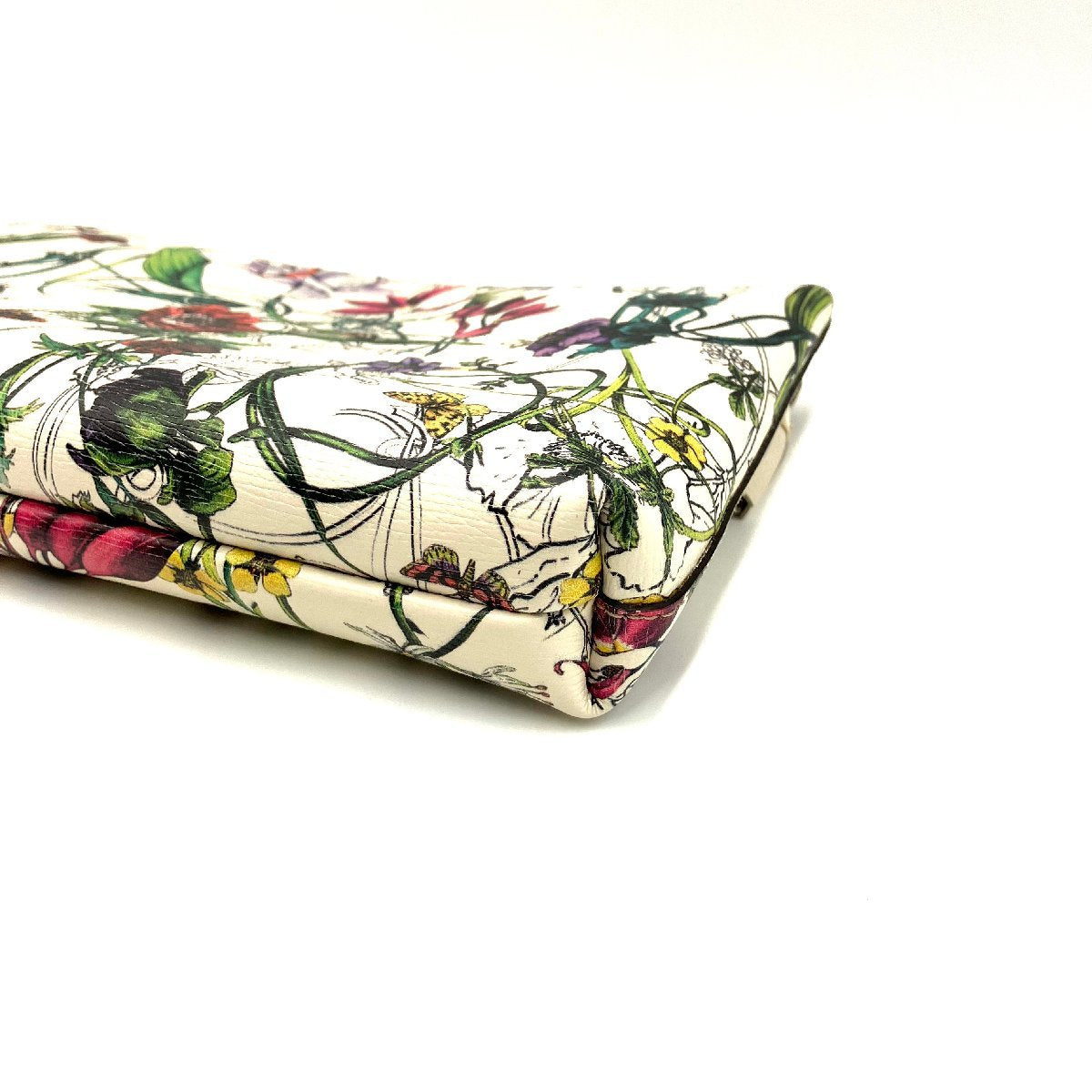 GUCCI Flora Bamboo Pouch White Bag Accessory Case Floral Pattern