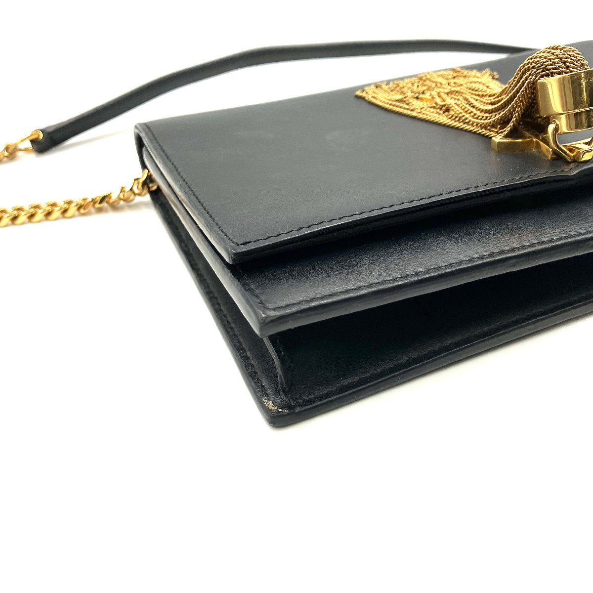 YVES SAINT LAURENT YSL KATE WOC Tassel chain wallet in black with gold hardware