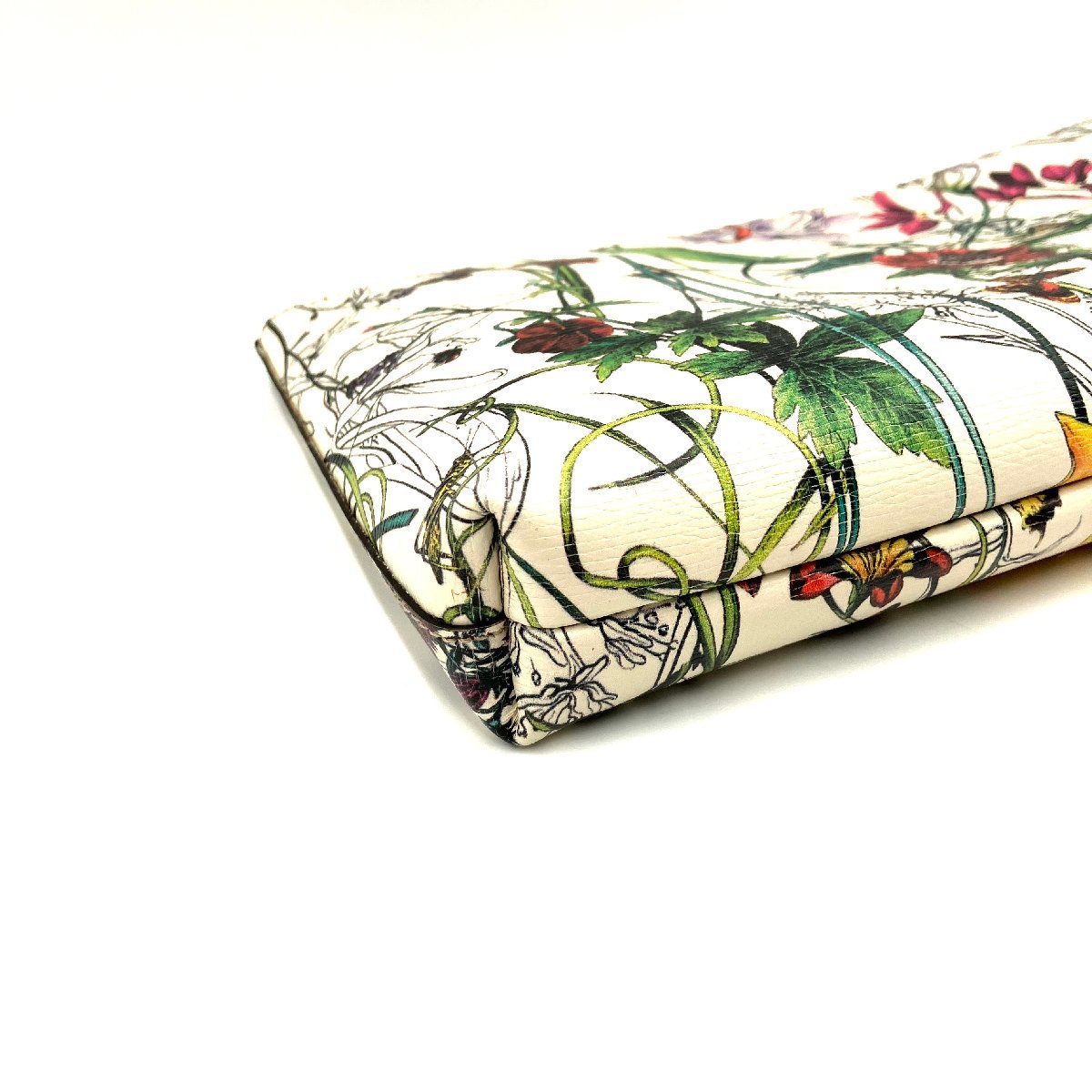 GUCCI Flora Bamboo Pouch White Bag Accessory Case Floral Pattern