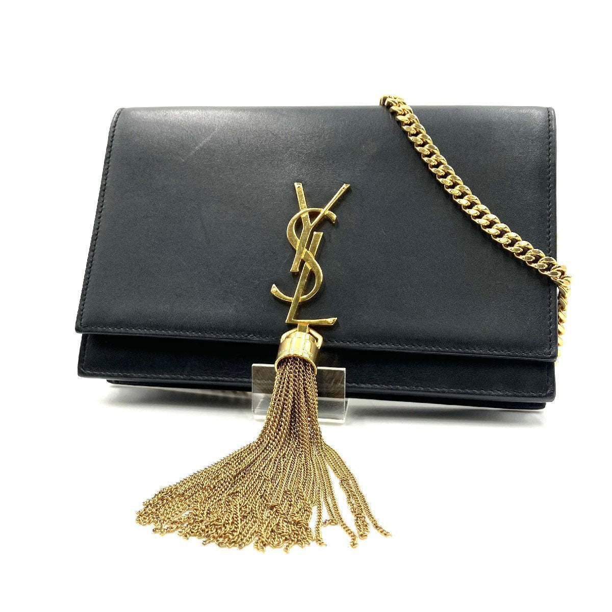 YVES SAINT LAURENT YSL KATE WOC Tassel chain wallet in black with gold hardware